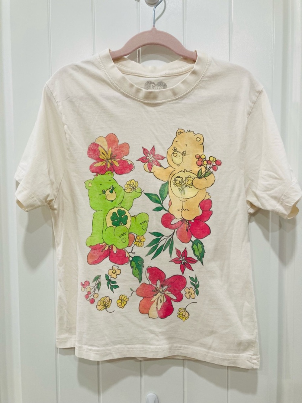 Care Bears Graphic T-Shirt with Bear and Floral Print | S